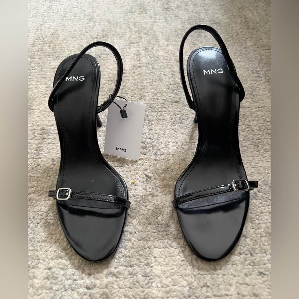 Mango buckle detailing classic heeled sandals in black